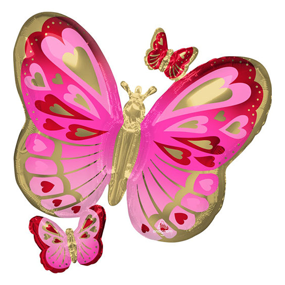 Butterfly - Red, Pink & Gold