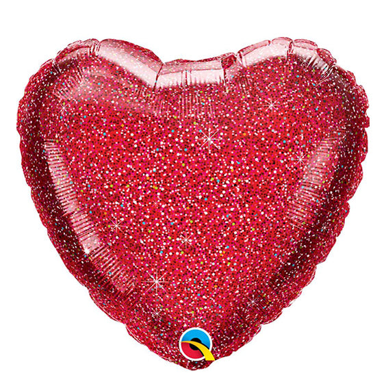 Heart Glittery Red