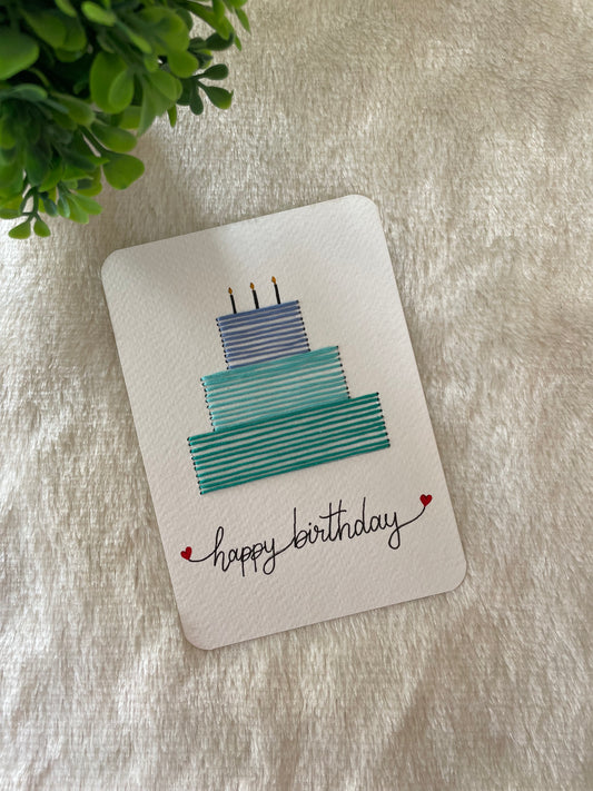 Shades of Blue Birthday Cake Card