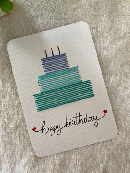 Shades of Blue Birthday Cake Card
