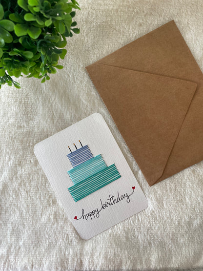 Shades of Blue Birthday Cake Card