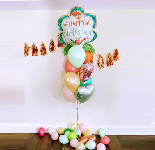 Birthday Balloons Pastel Floral.